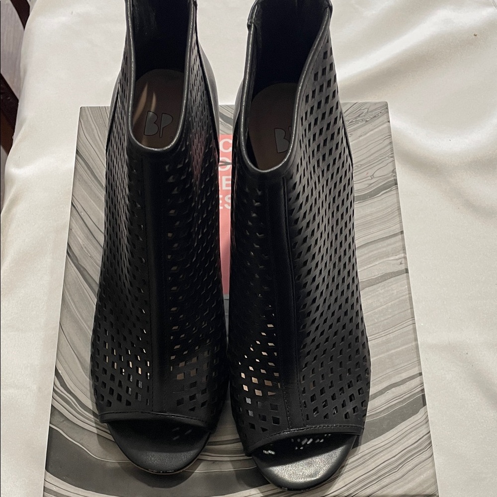 BP Black Perforated Heeled Boots